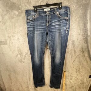 Y2K Daytrip Lynx Skinny Jeans Womens 32R Bling Western Boho Indie Festival Rddeo